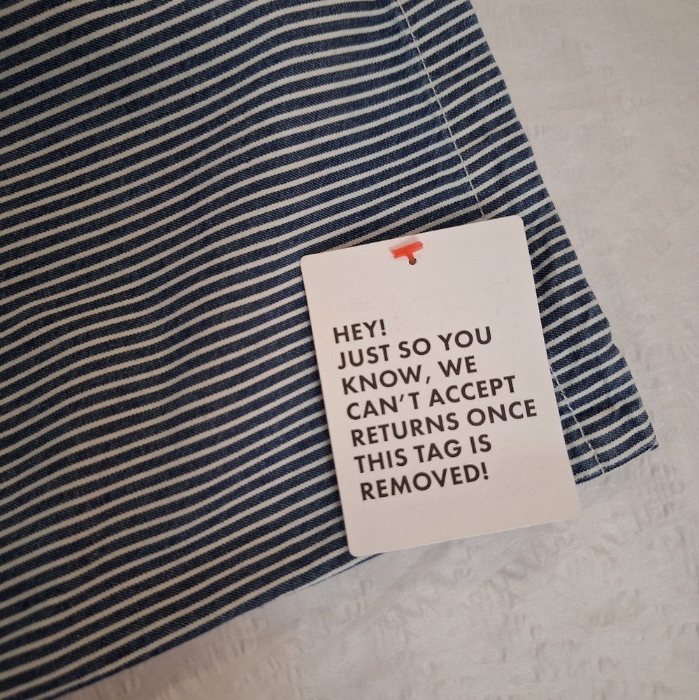 NWT ASOS Blue and White Pinstripe Button-Down Shirt - Picture 8 of 9